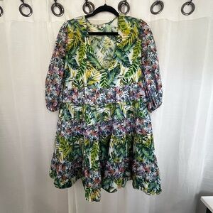 All Things Mochi Amanda Tropical Floral Ruffle Mini Dress